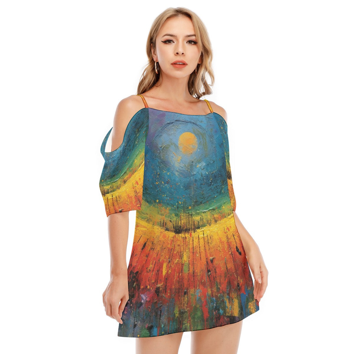 All-Over Print Women's Off-shoulder Cami Dress