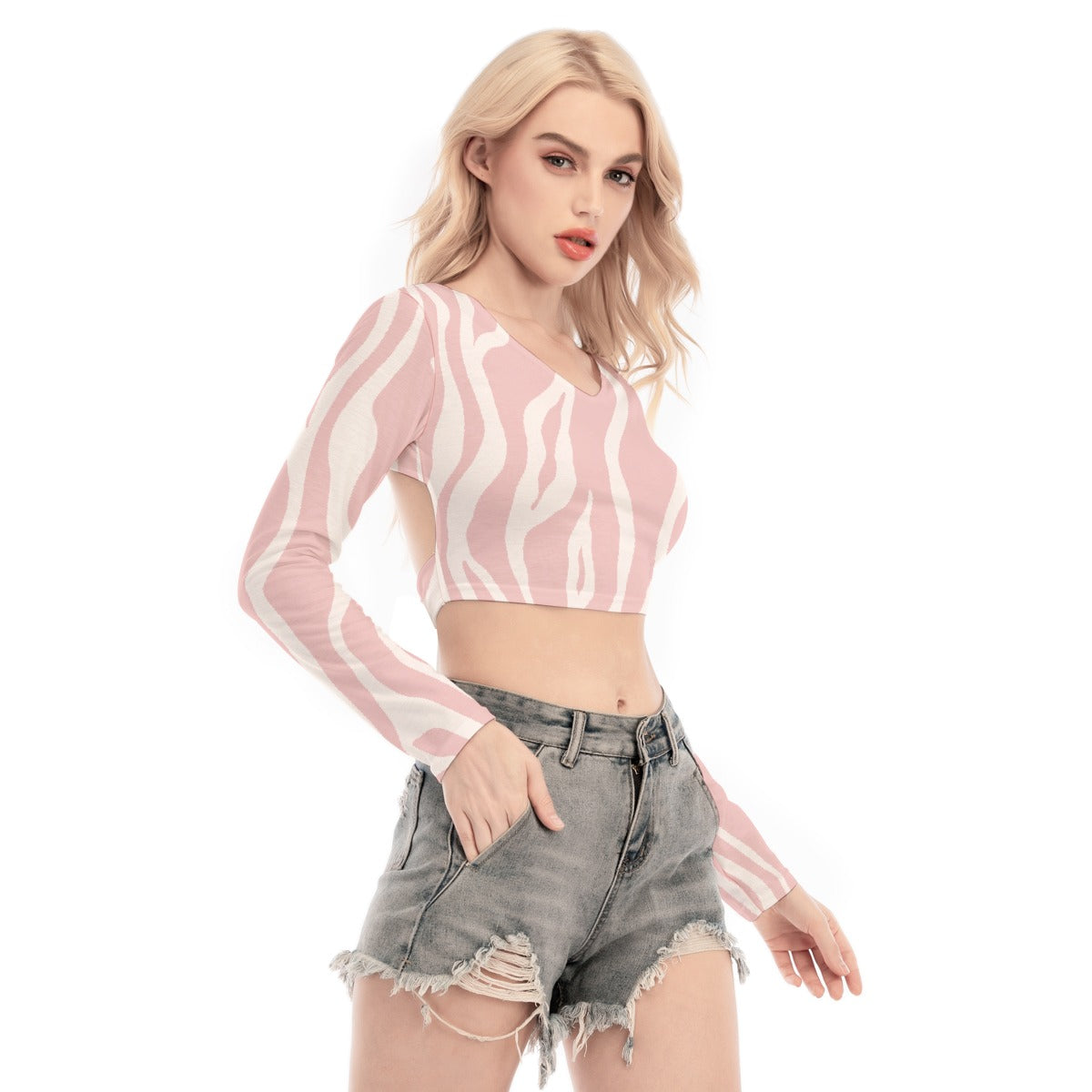 All-Over Print Women's Back Hollow T-shirt With Strap