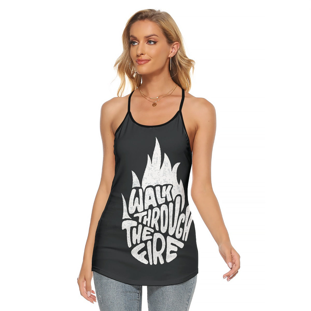 All-Over Print Women's Criss-Cross Open Back Tank Top