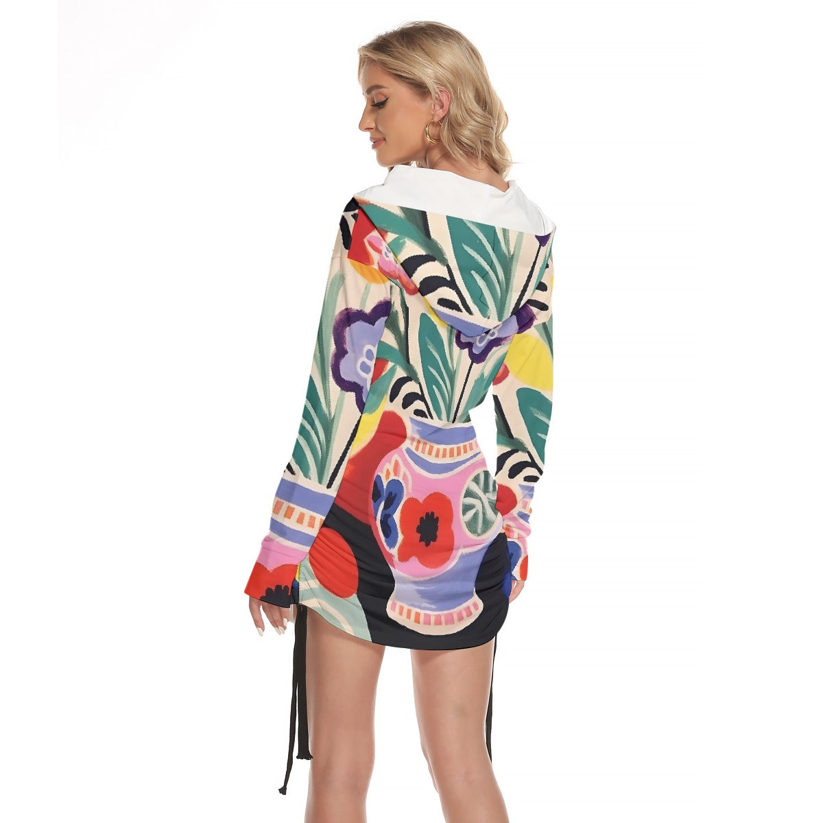 All-Over Print Women's One-shoulder Dress With Waist Shirring