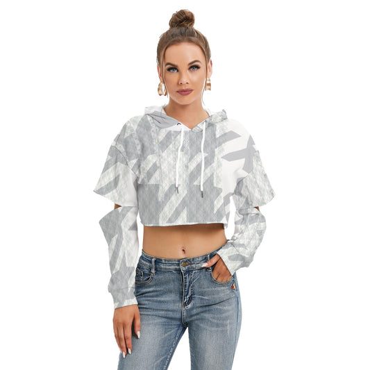 All-Over Print Women's Heavy Fleece Hoodie With Hollow Out Sleeve