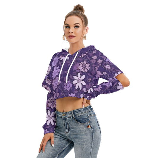 All-Over Print Women's Heavy Fleece Hoodie With Hollow Out Sleeve