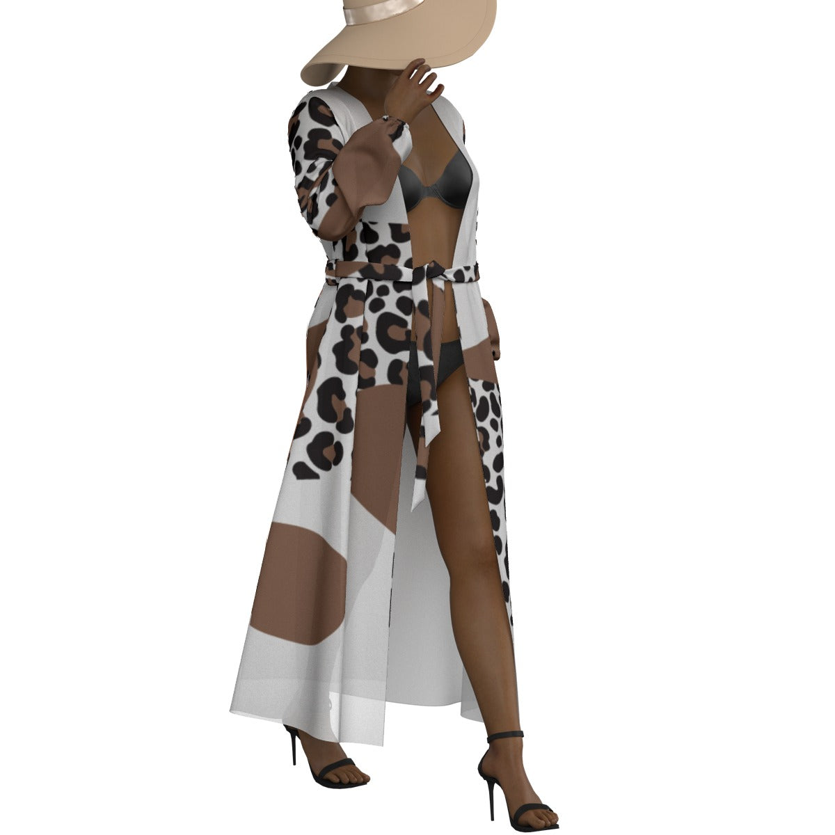 All-Over Print Women's Lace-up Chiffon Robe