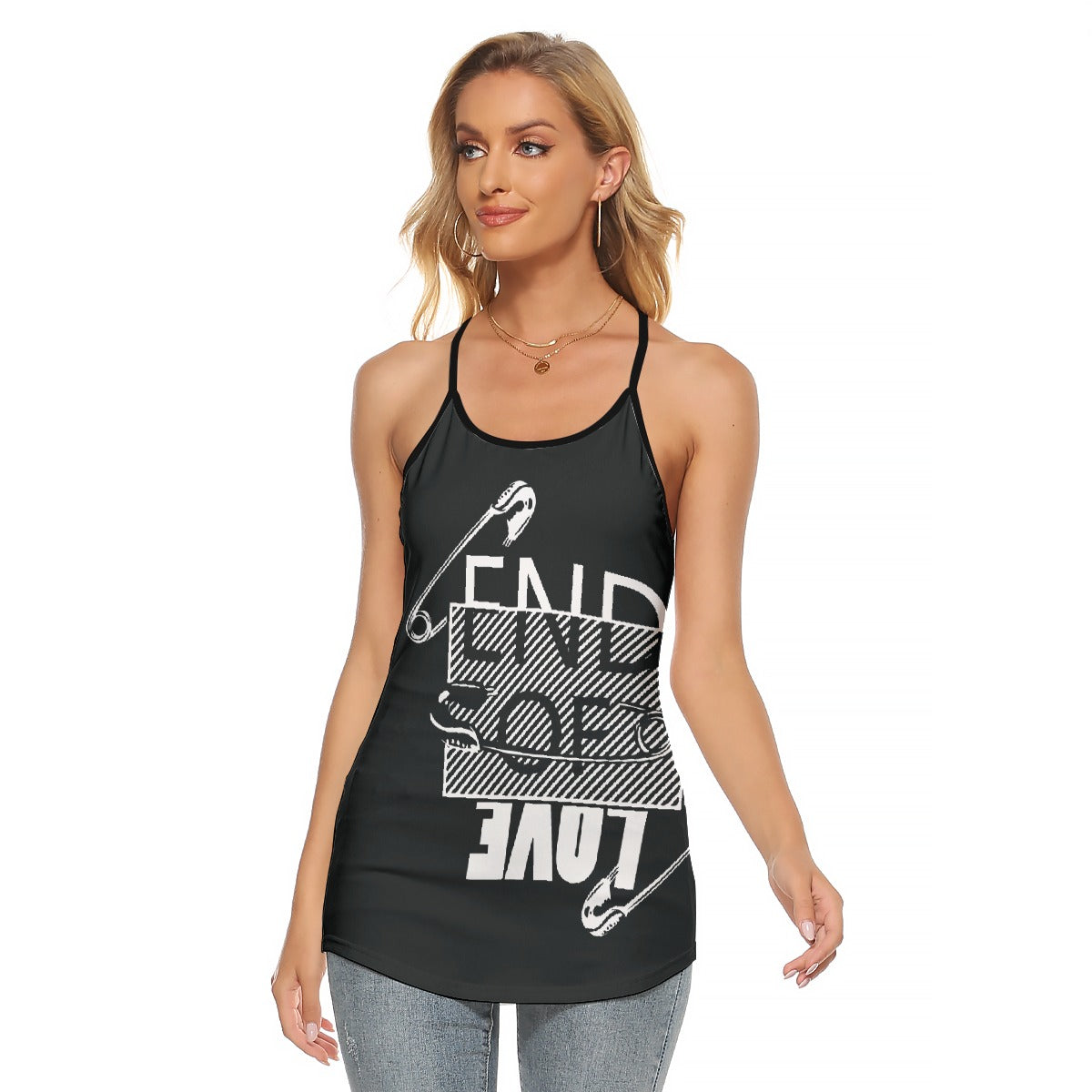 All-Over Print Women's Criss-Cross Open Back Tank Top