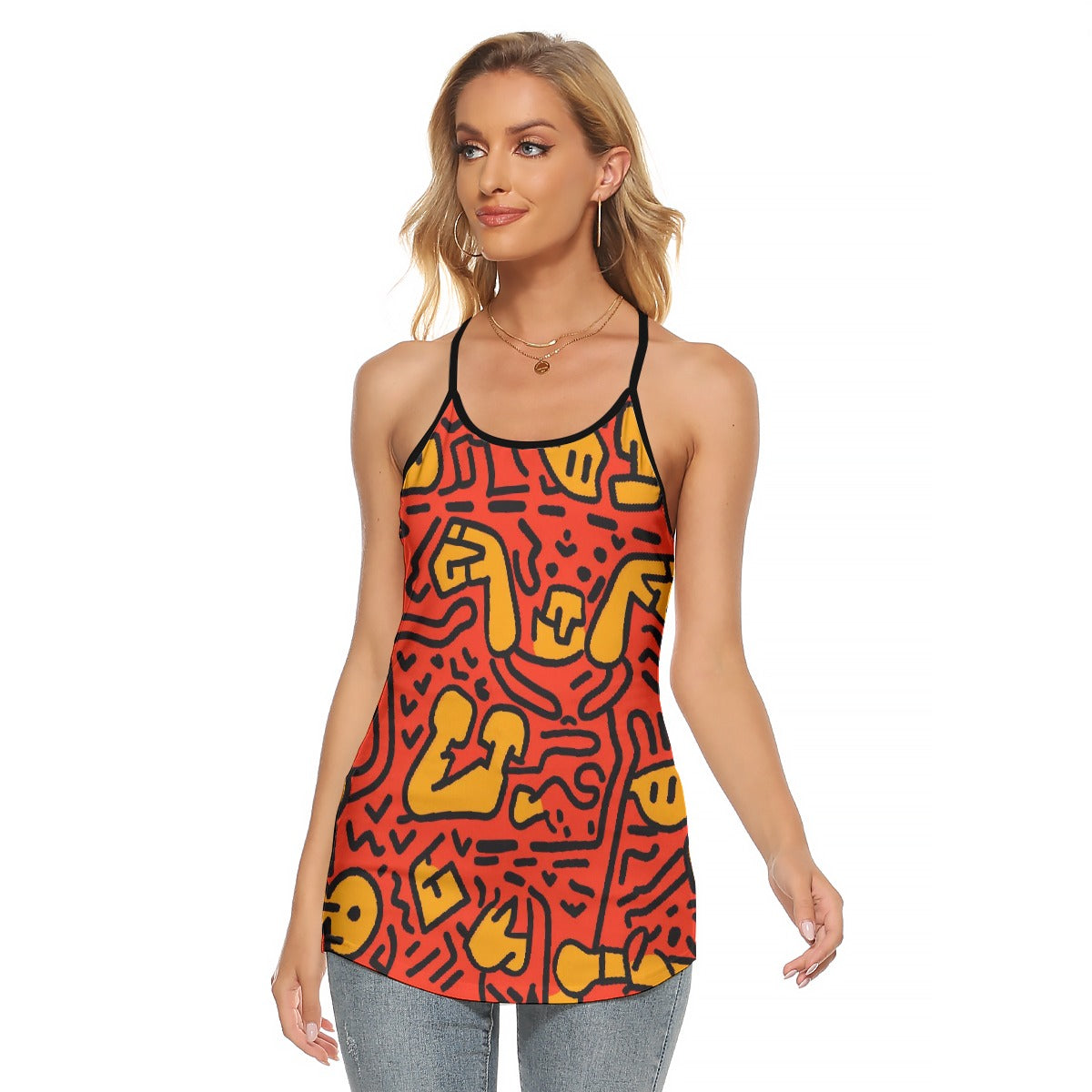 All-Over Print Women's Criss-Cross Open Back Tank Top