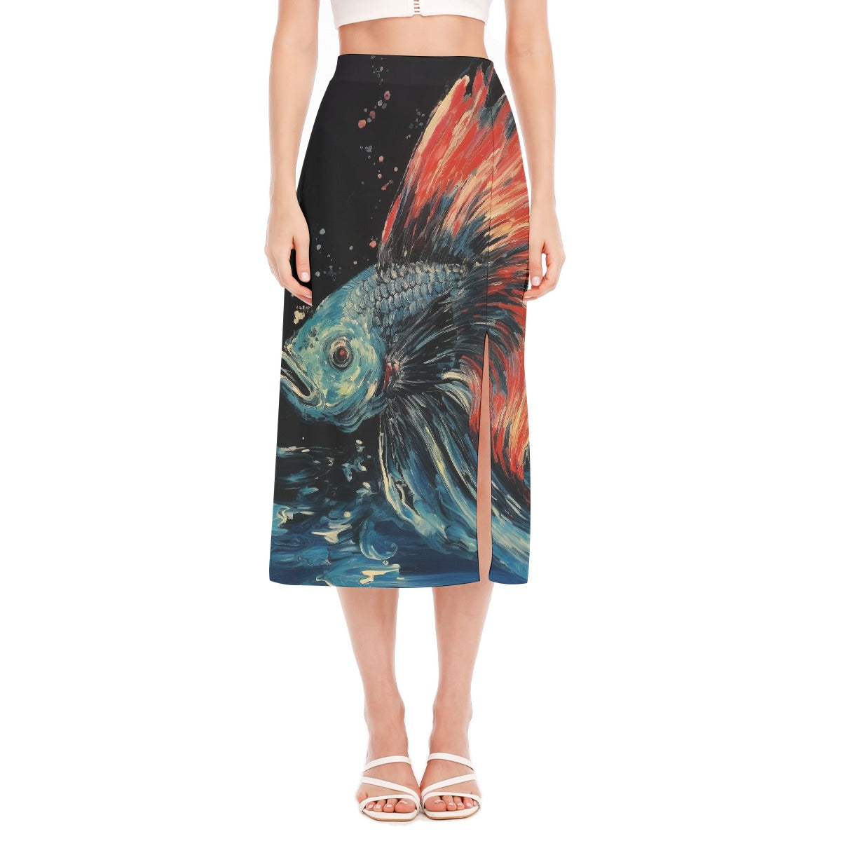 All-Over Print Women's High Slit Long Skirt