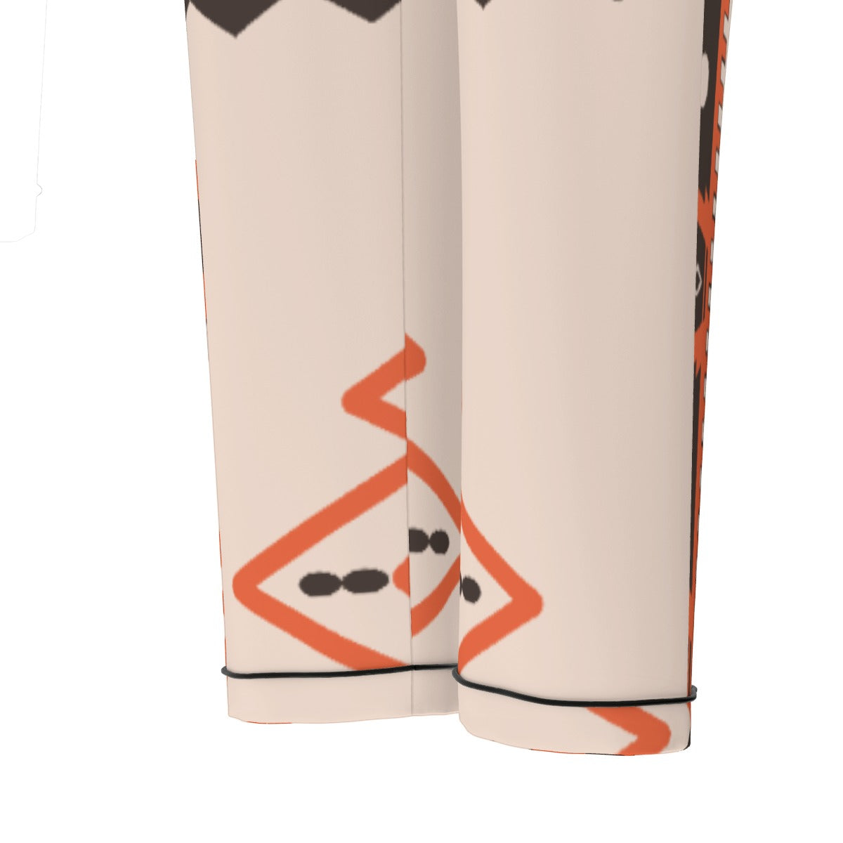 All-Over Print Women's Long Sleeve Pajama Set With Black Contrast Piping