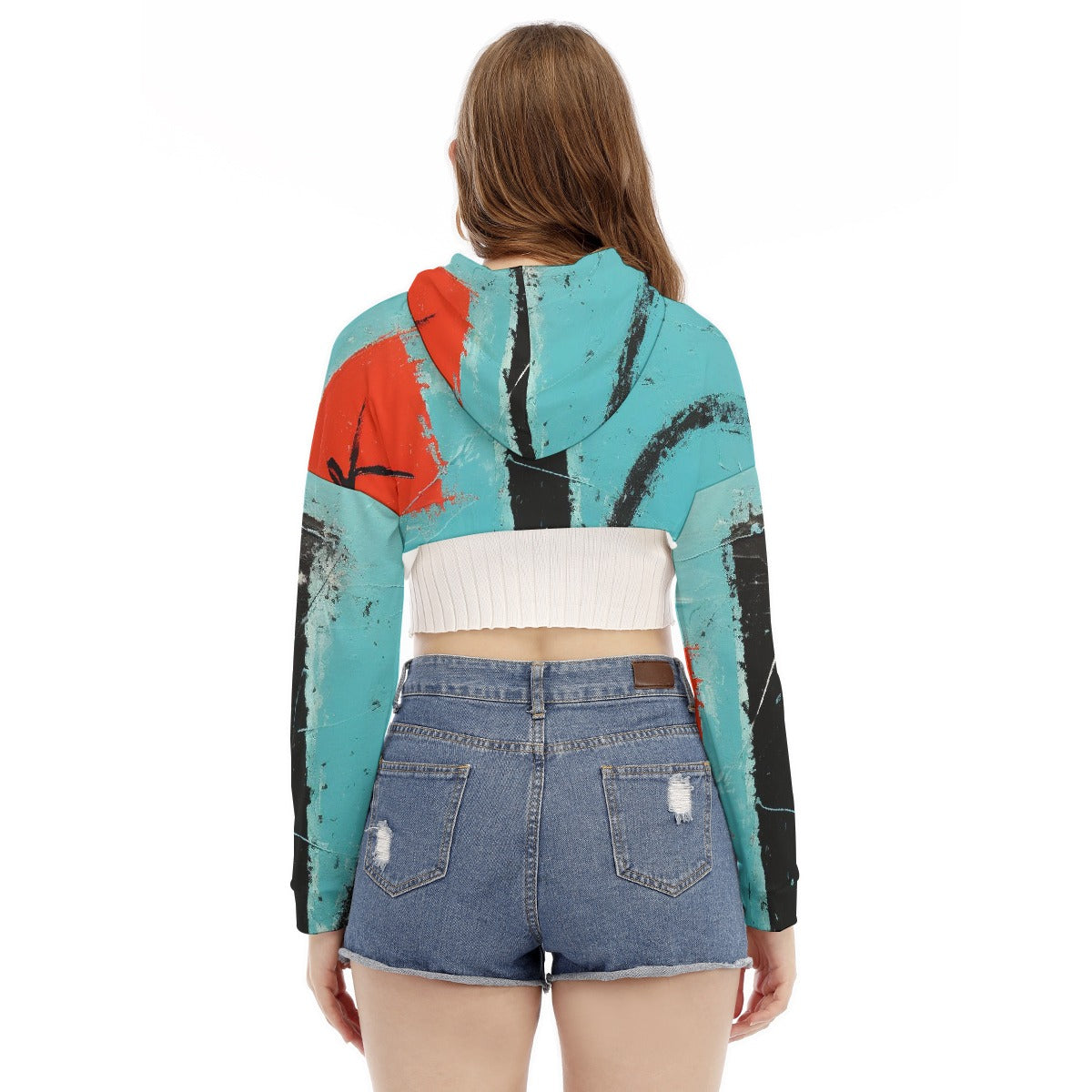 All-Over Print Women's Smock Short Hoodie With Long Sleeve