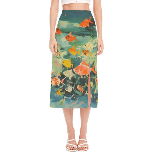 All-Over Print Women's High Slit Long Skirt