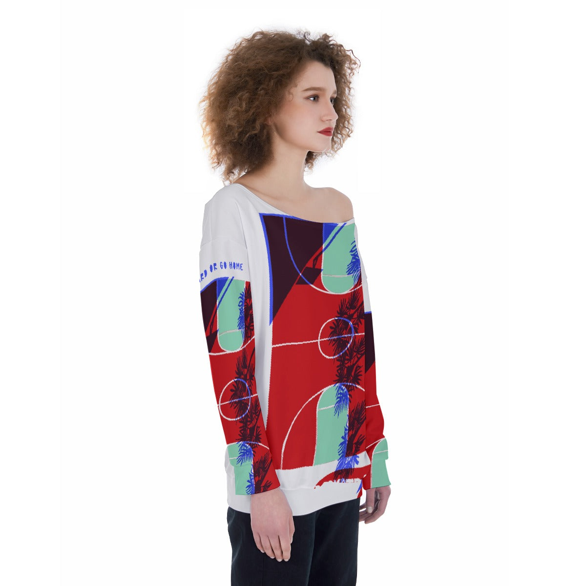 All-Over Print Oversized Women's Off-Shoulder Sweatshirt
