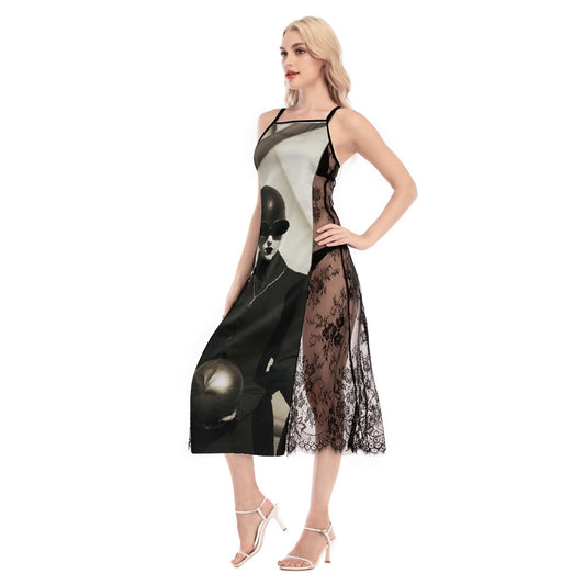 All-Over Print Women's Lace Cami Cross Back Dress