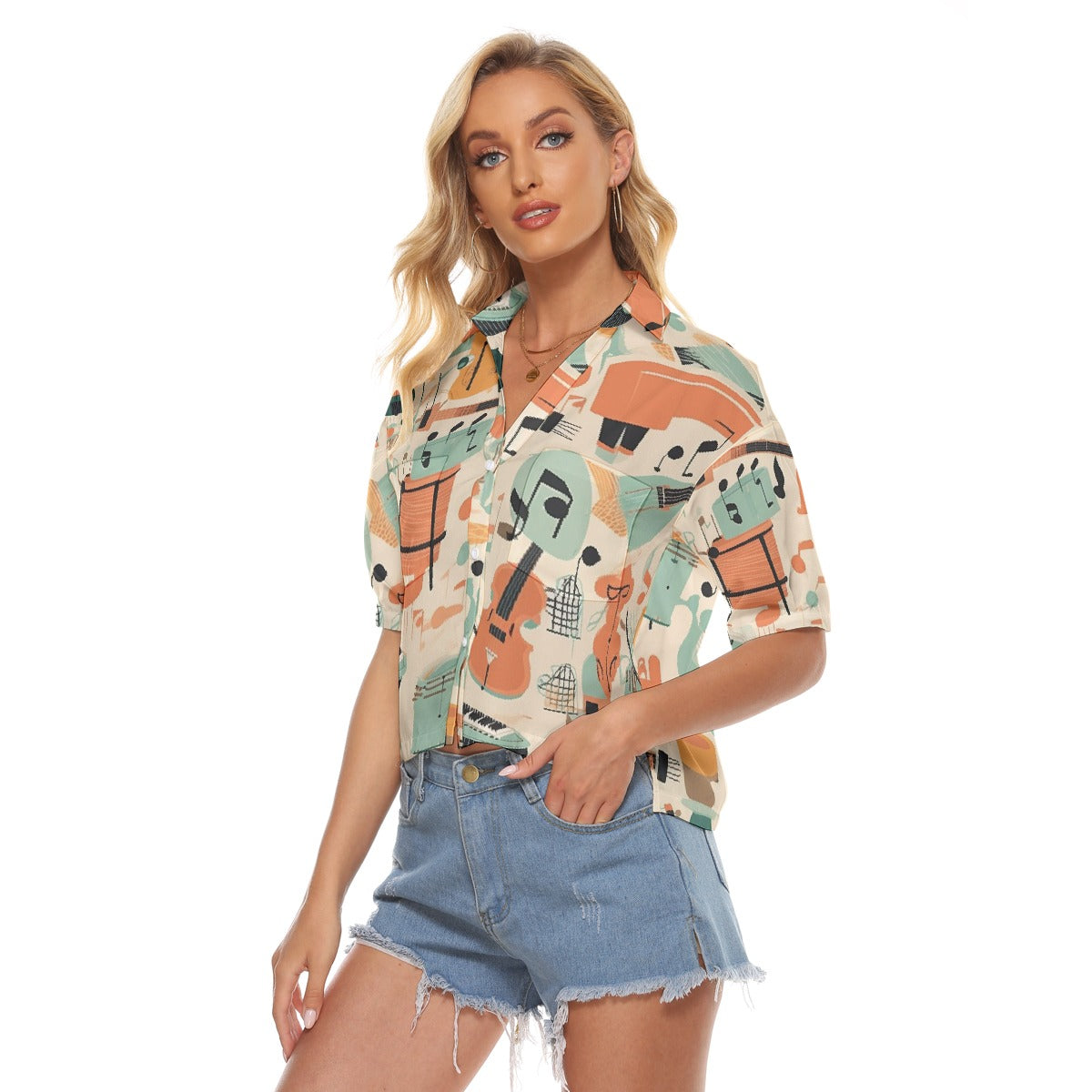 All-Over Print Women's V-neck Shirts