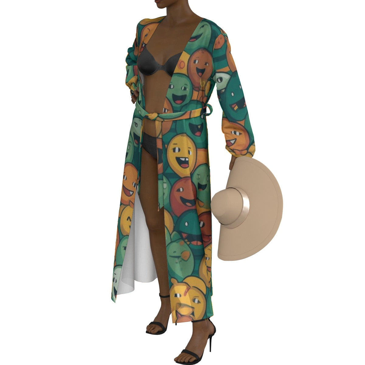 All-Over Print Women's Lace-up Chiffon Robe