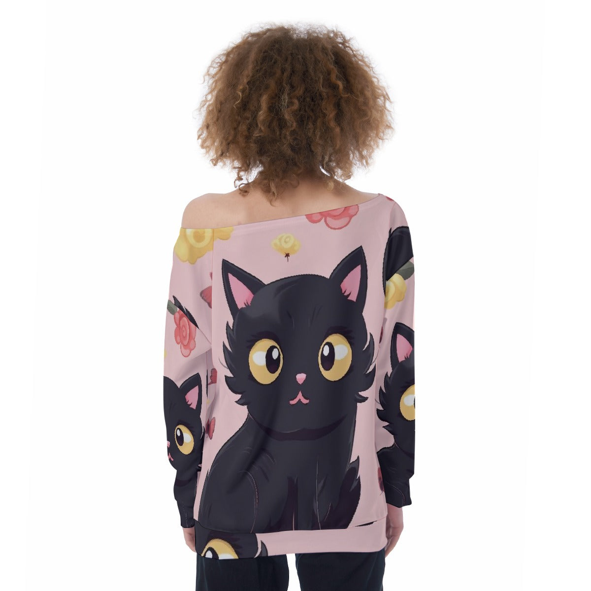 All-Over Print Oversized Women's Off-Shoulder Sweatshirt