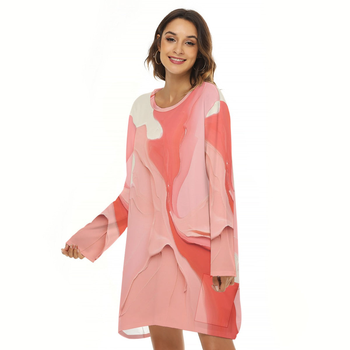 All-Over Print  Women's Loose Crew Neck Dress