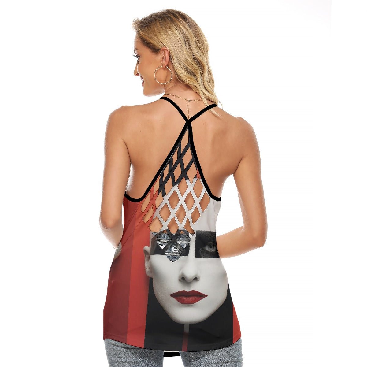 All-Over Print Women's Criss-Cross Open Back Tank Top