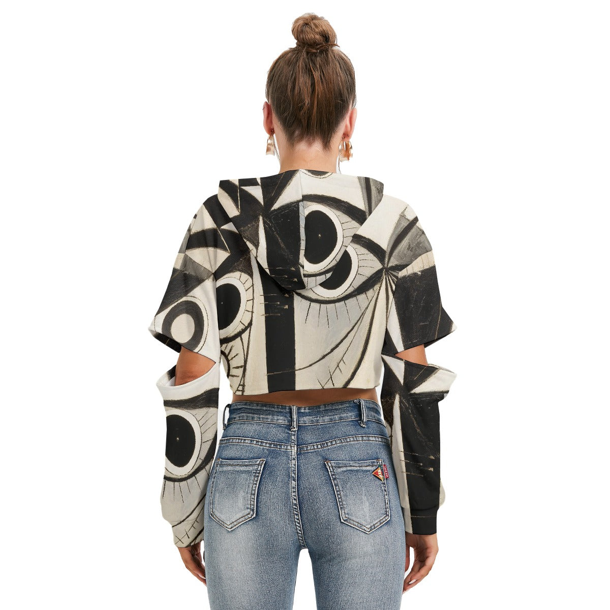 All-Over Print Women's Heavy Fleece Hoodie With Hollow Out Sleeve