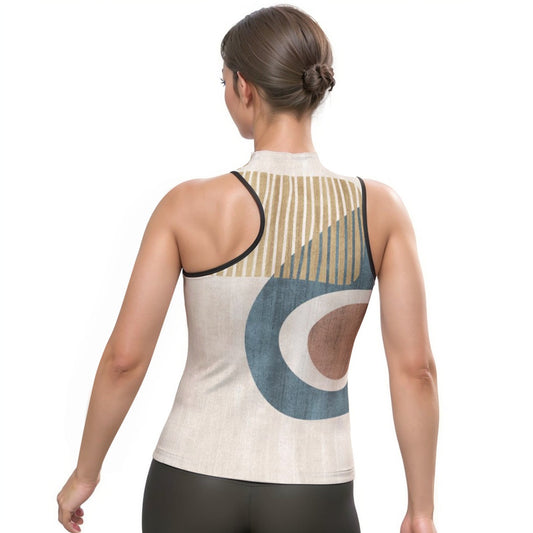 All-Over Print Women's Halter Sleeveless Asymmetrical Tank Top