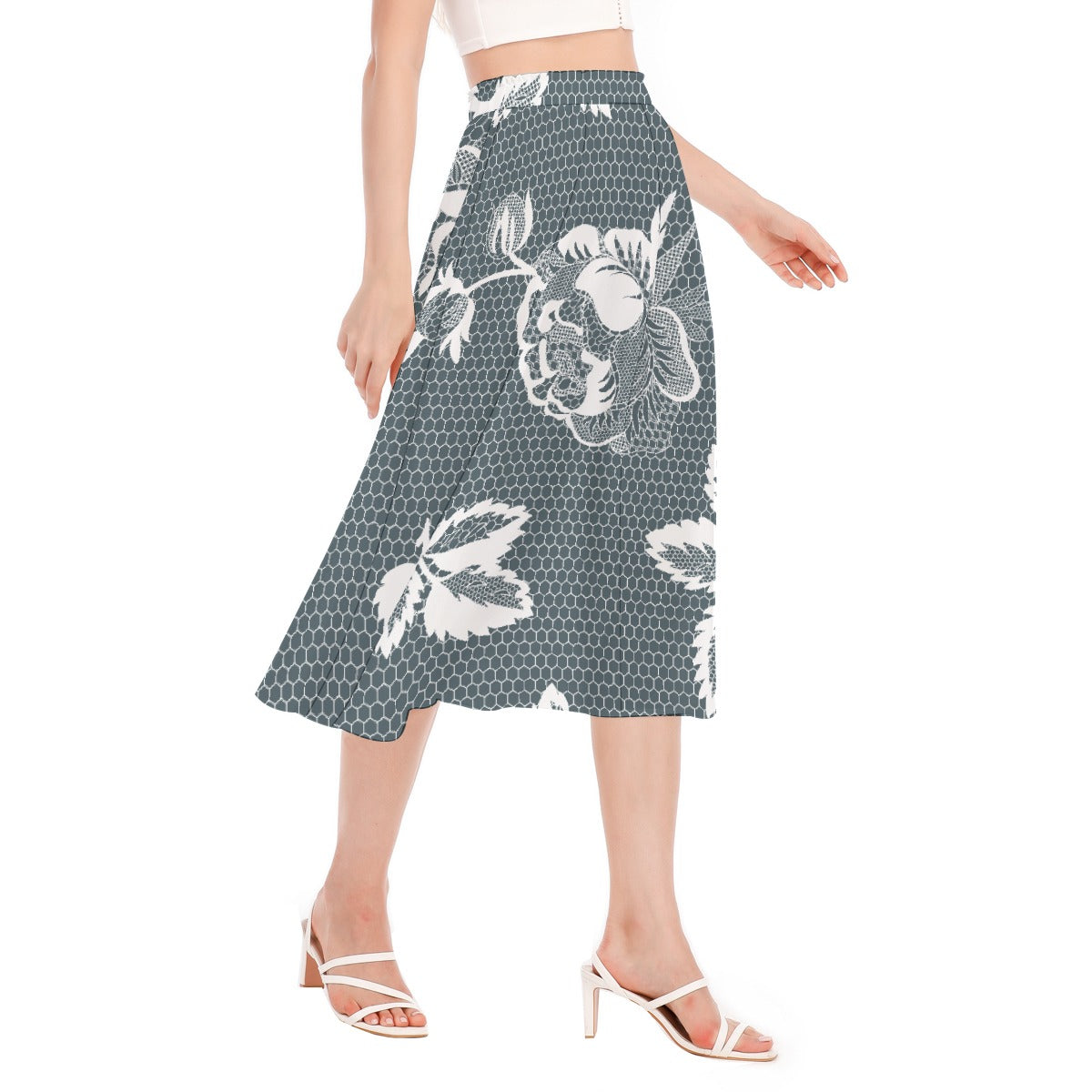 All-Over Print Women's Long Section Chiffon Skirt