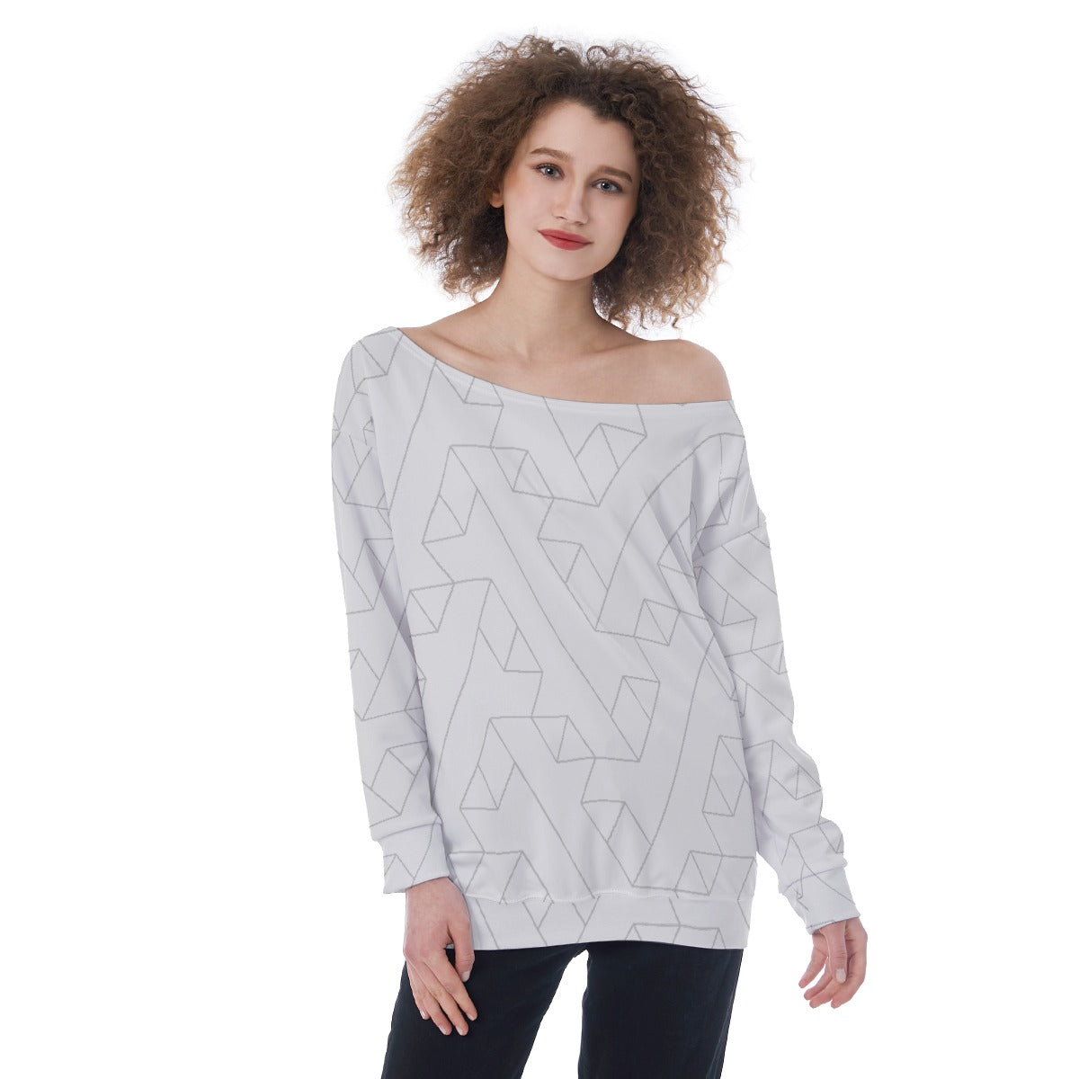 All-Over Print Oversized Women's Off-Shoulder Sweatshirt