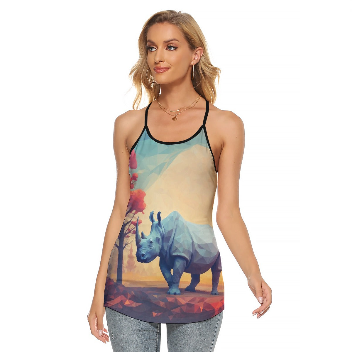 All-Over Print Women's Criss-Cross Open Back Tank Top