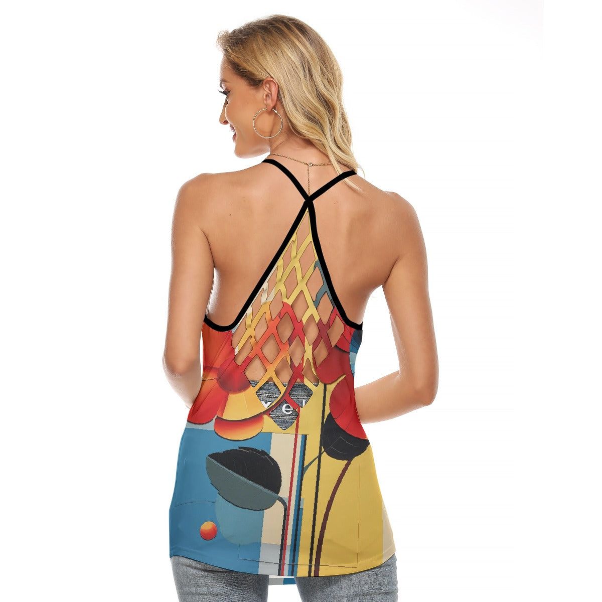 All-Over Print Women's Criss-Cross Open Back Tank Top