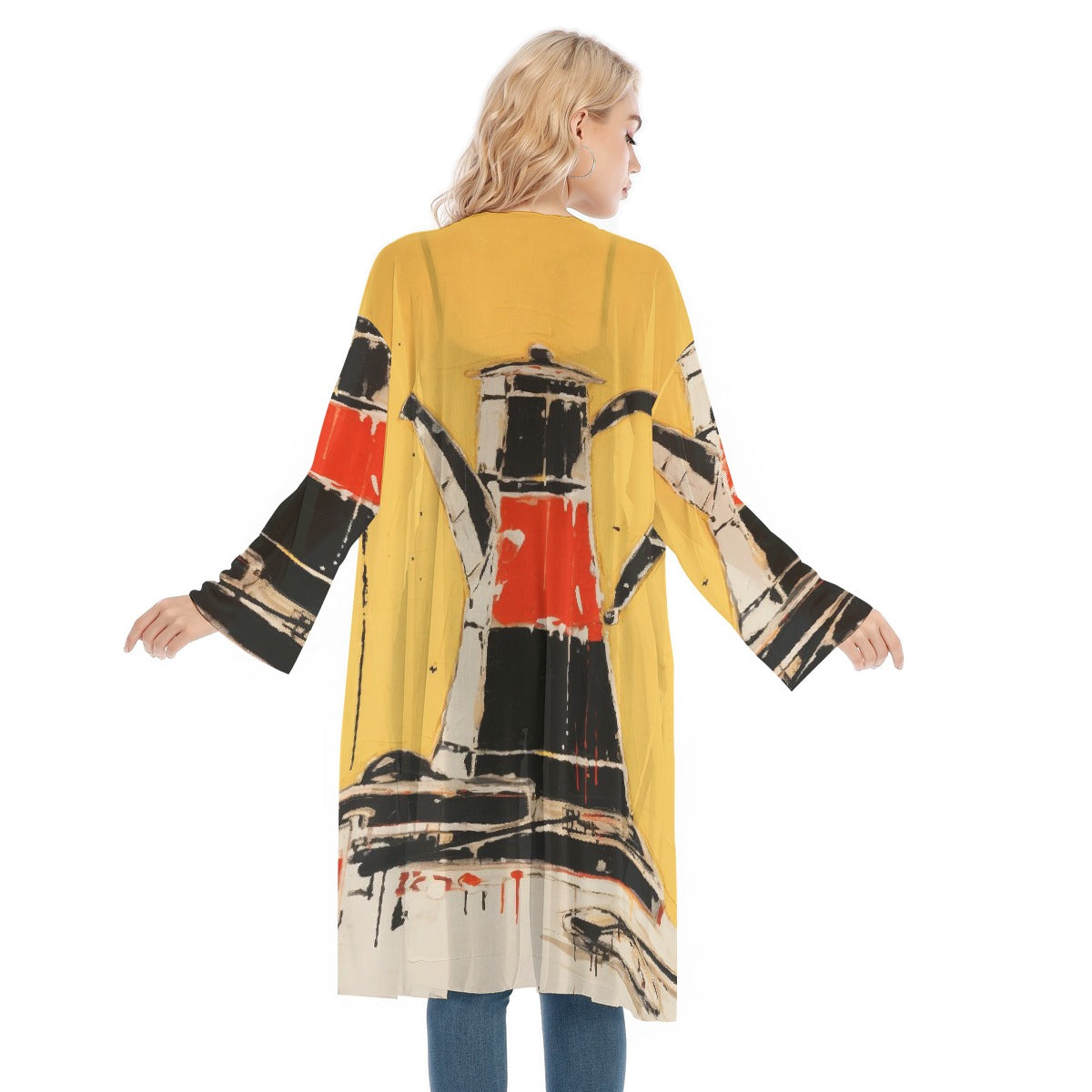 All- Over Print Women's Long Sleeve Mesh Cardigan