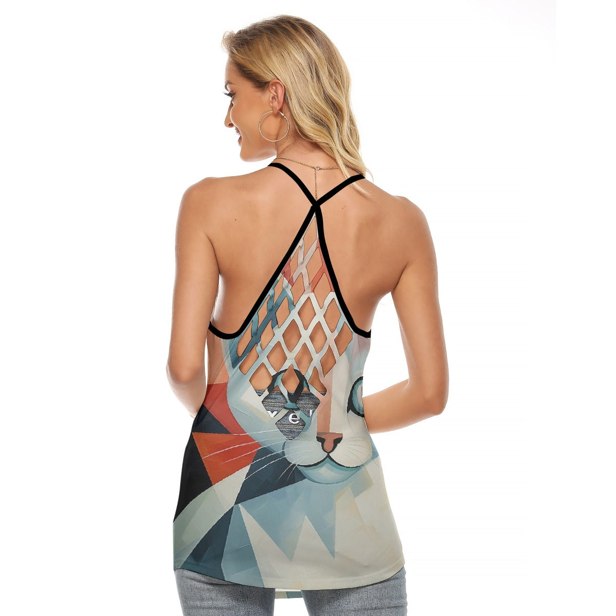 All-Over Print Women's Criss-Cross Open Back Tank Top