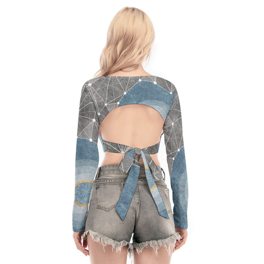 All-Over Print Women's Back Hollow T-shirt With Strap