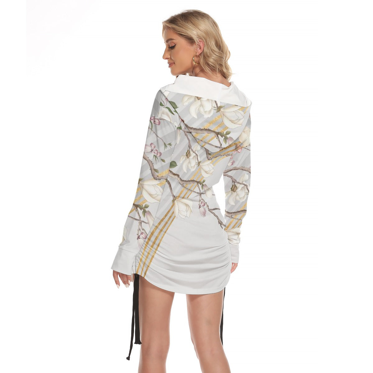 All-Over Print Women's One-shoulder Dress With Waist Shirring