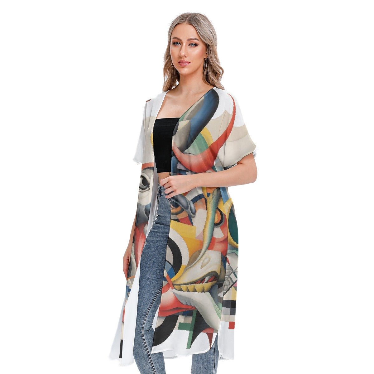 All-Over Print Women's Short Sleeve Cardigan