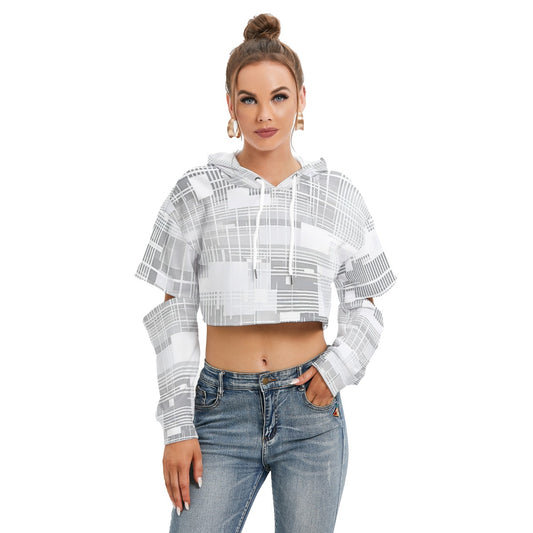 All-Over Print Women's Heavy Fleece Hoodie With Hollow Out Sleeve