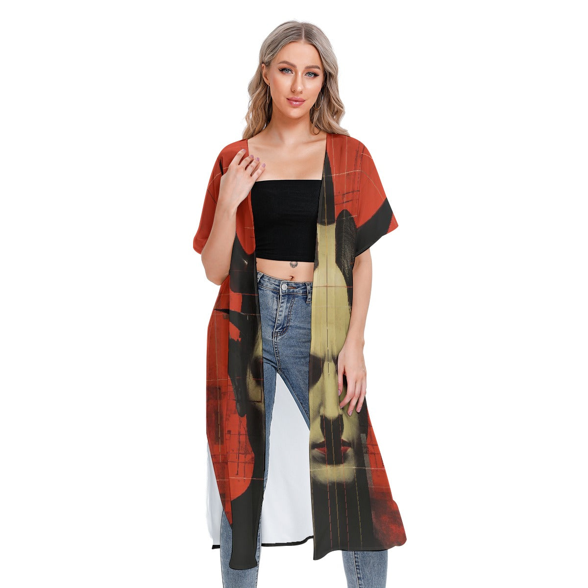 All-Over Print Women's Short Sleeve Cardigan