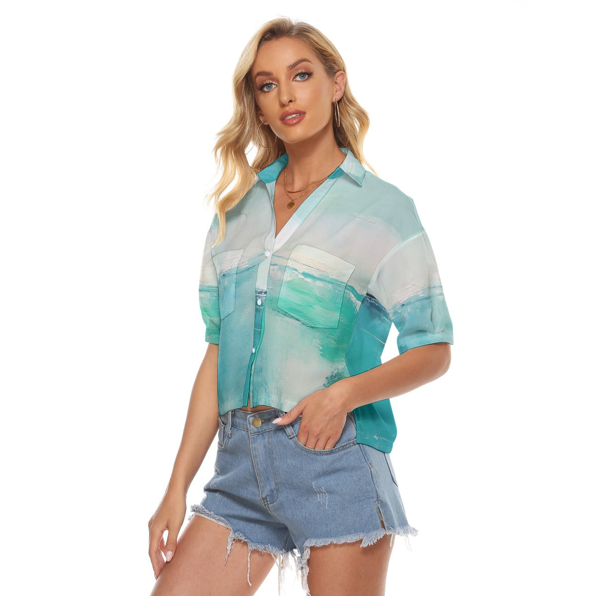 All-Over Print Women's V-neck Shirts