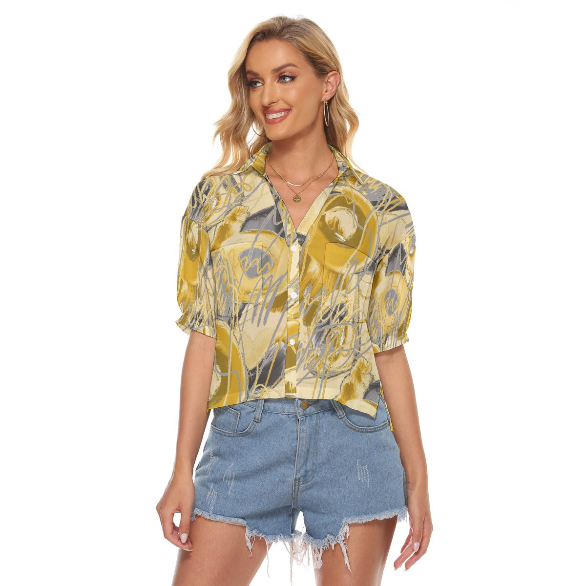 All-Over Print Women's V-neck Shirts