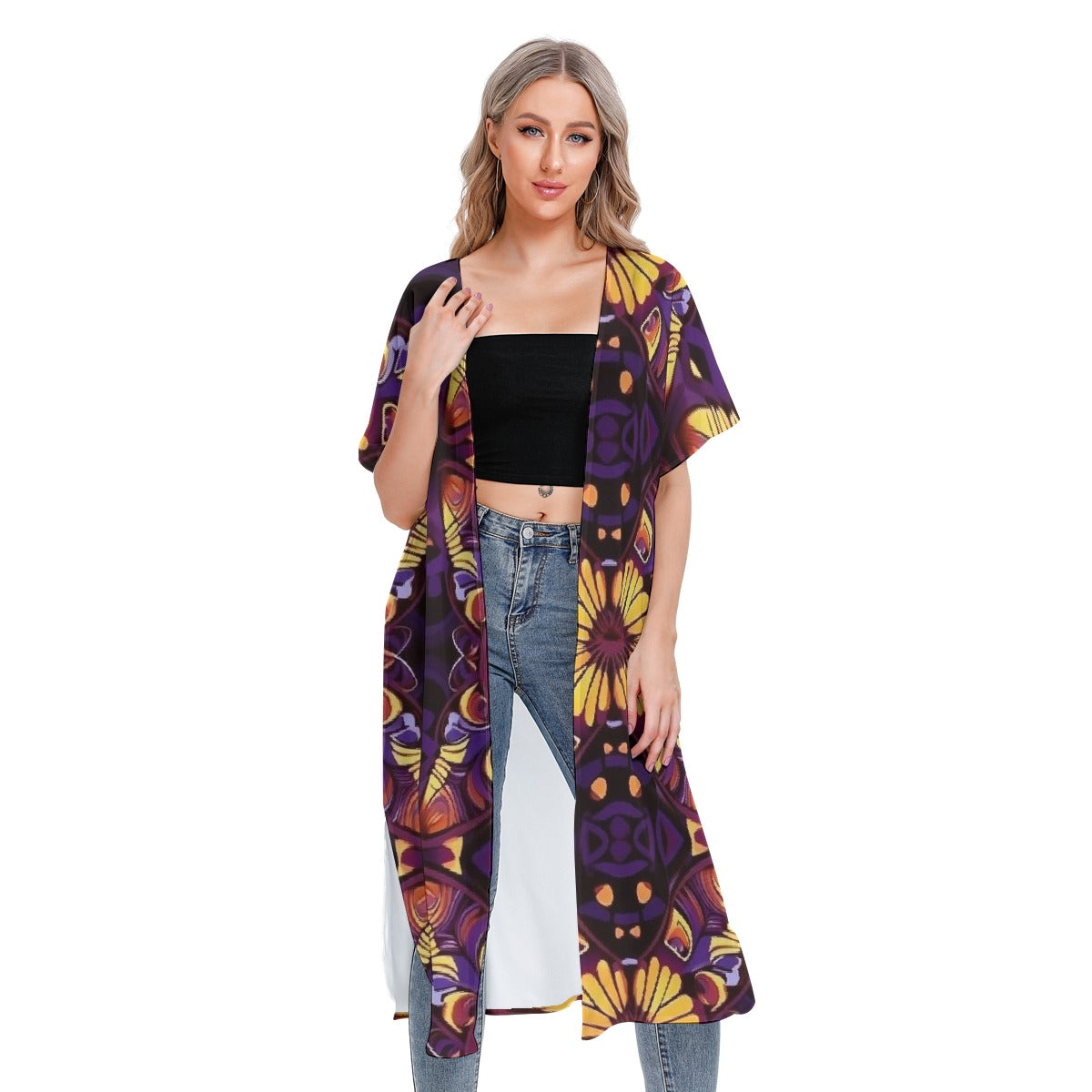 All-Over Print Women's Short Sleeve Cardigan