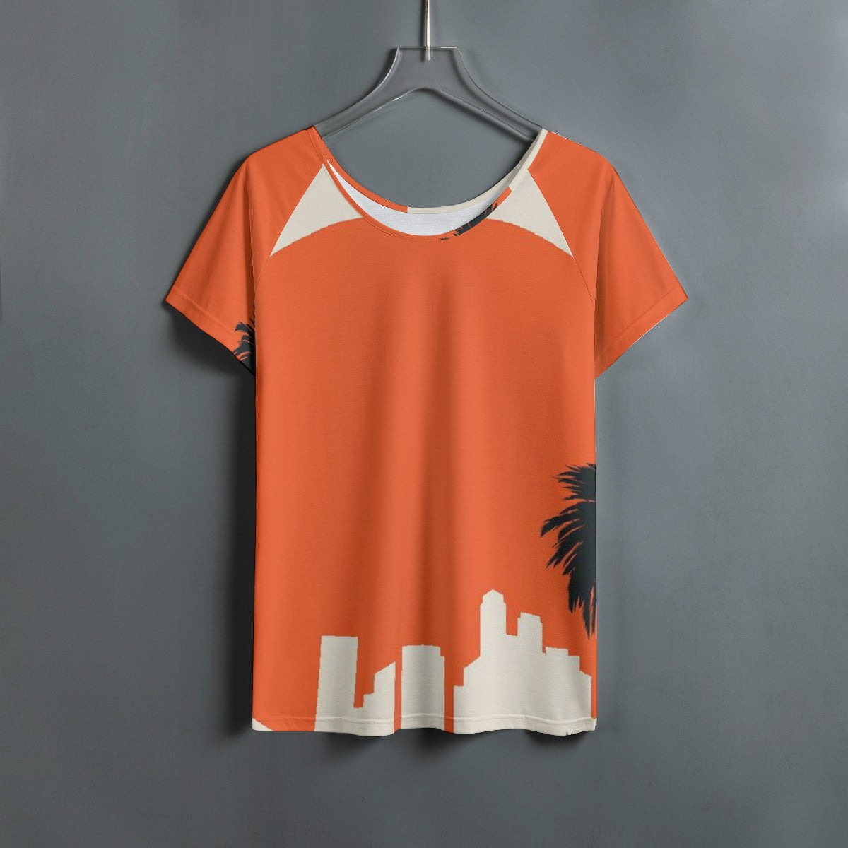 All-Over Print Women's Round Neck T-shirt With Raglan Sleeve