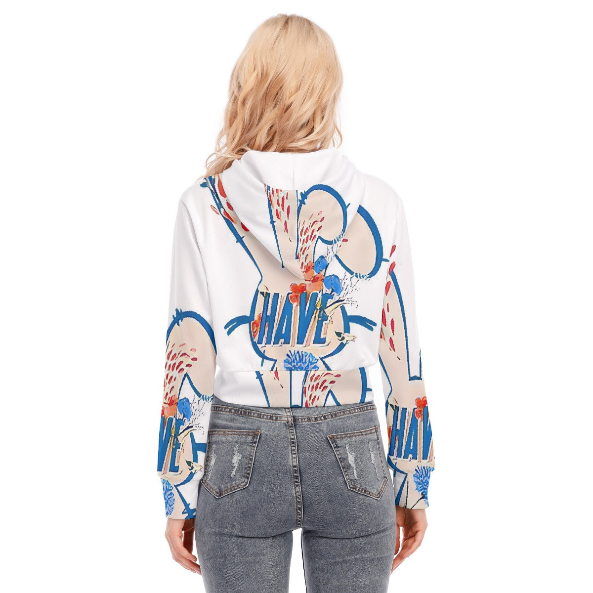 All-Over Print Women's Crop Top Hoodie With Zipper Closure