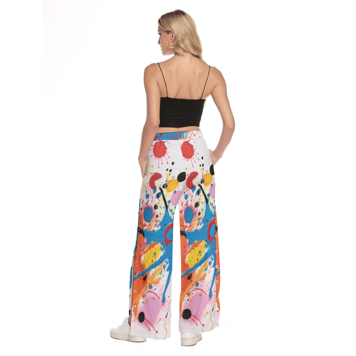 All-Over Print Women's Side Slit Snap Button Trousers