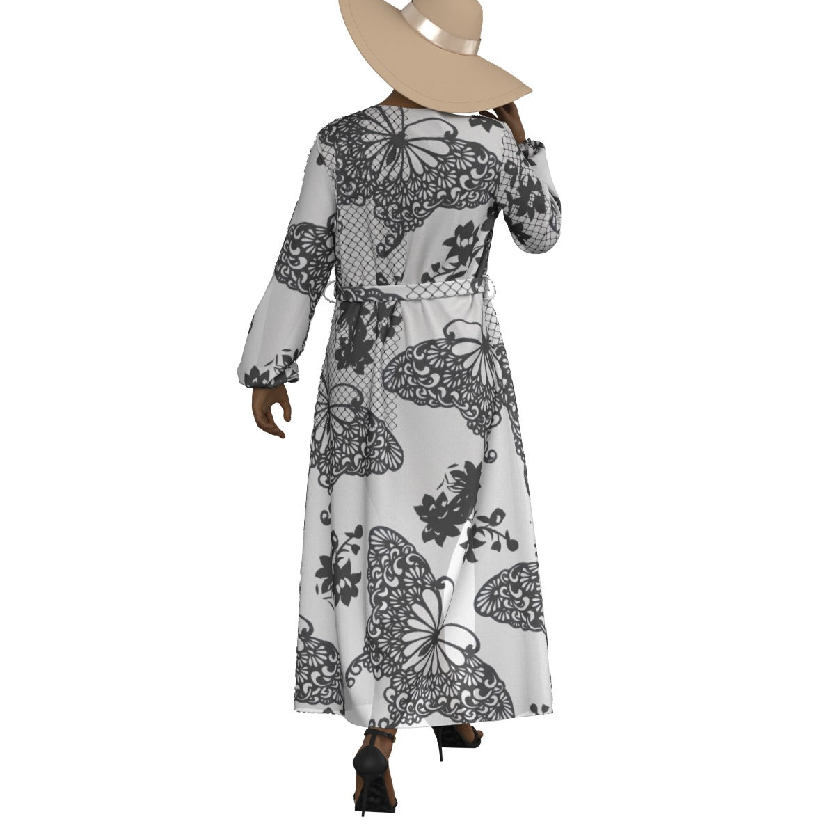 All-Over Print Women's Lace-up Chiffon Robe