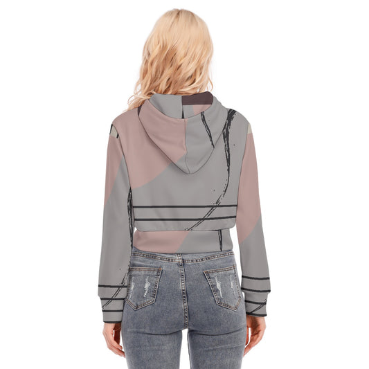 All-Over Print Women's Crop Top Hoodie With Zipper Closure