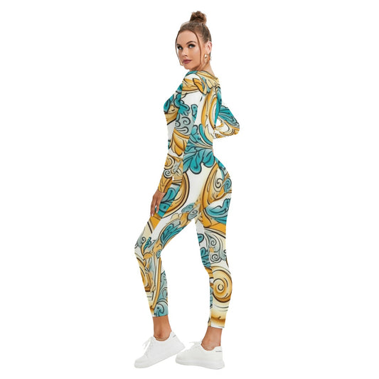 All-Over Print Women's Plunging Neck Jumpsuit