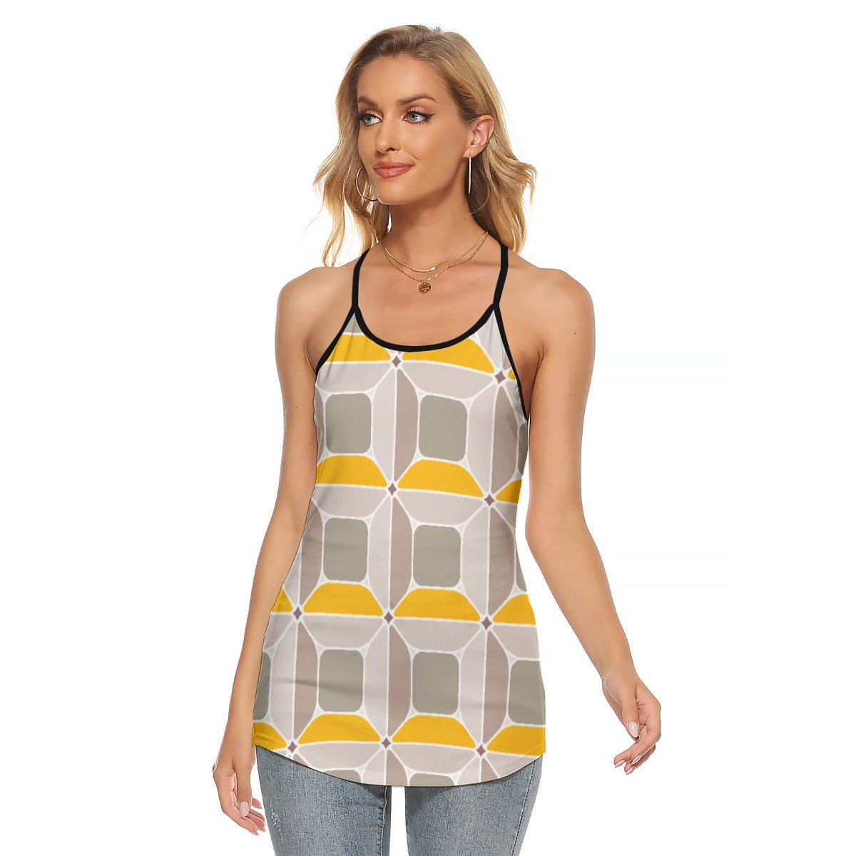 All-Over Print Women's Criss-Cross Open Back Tank Top