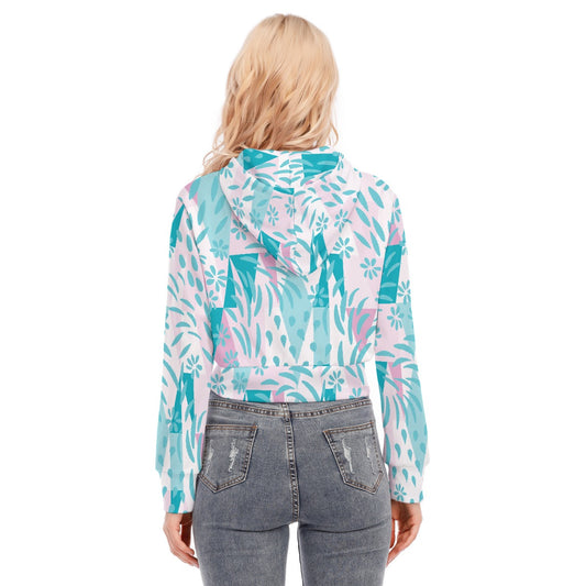 All-Over Print Women's Crop Top Hoodie With Zipper Closure