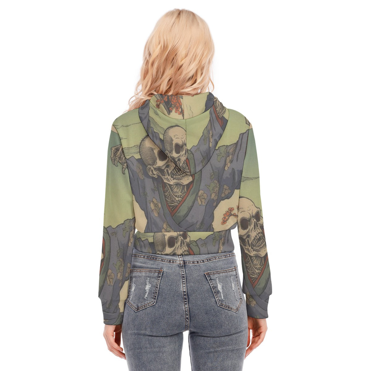 All-Over Print Women's Crop Top Hoodie With Zipper Closure