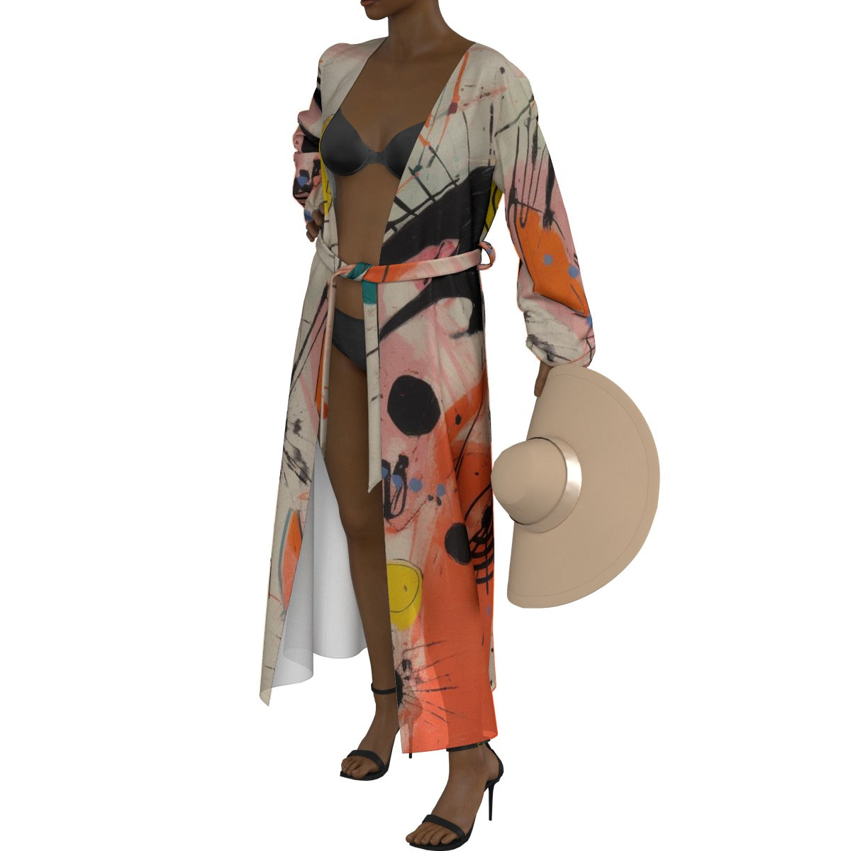 All-Over Print Women's Lace-up Chiffon Robe