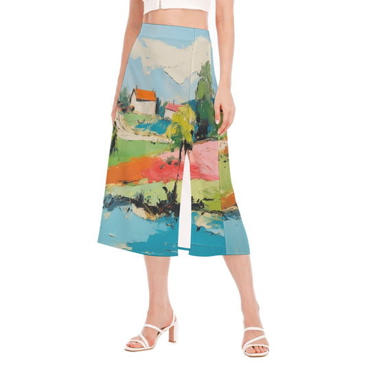 All-Over Print Women's High Slit Long Skirt