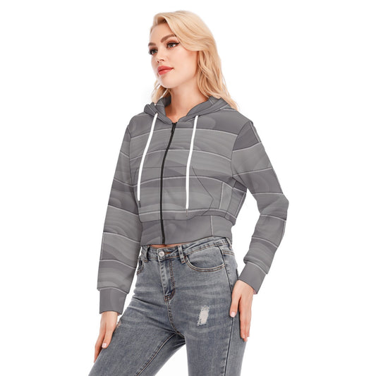 All-Over Print Women's Crop Top Hoodie With Zipper Closure