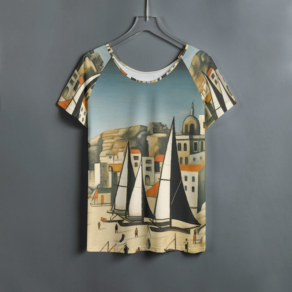 All-Over Print Women's Round Neck T-shirt With Raglan Sleeve