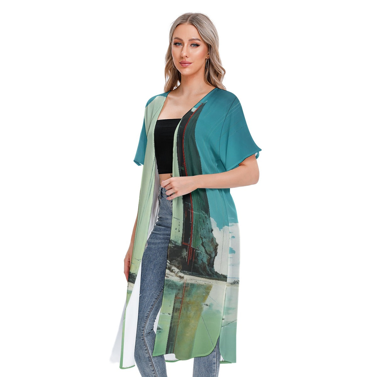 All-Over Print Women's Short Sleeve Cardigan